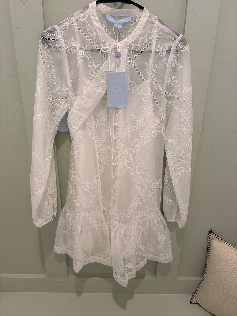 Hill House White Embroidered Eyelet Mini Dress